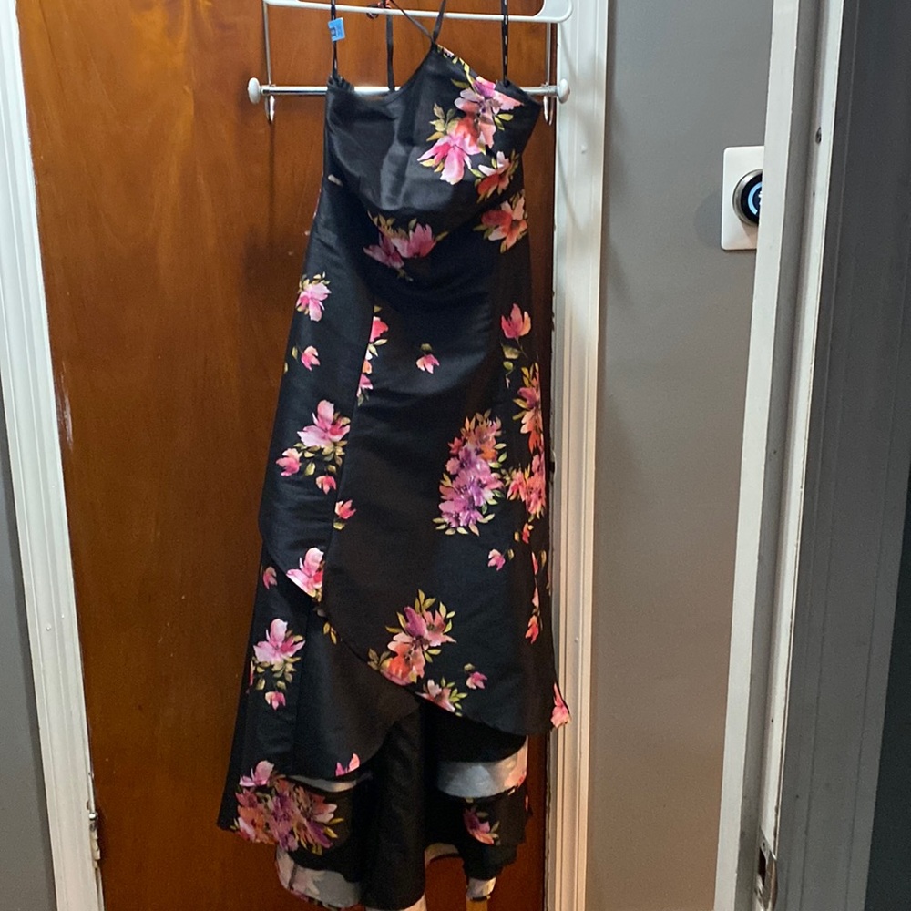 Flower halter top, high low dress